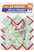 10'lu Paket 23 NİSAN ÇOCUK BAYRAMI TEMALI Bandana/Fular - Kırmızı