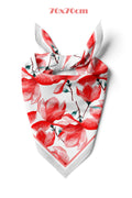 Enerjik Kırmızı Çiçek Desen 70*70cm Bandana/Fular - Çok Renkli