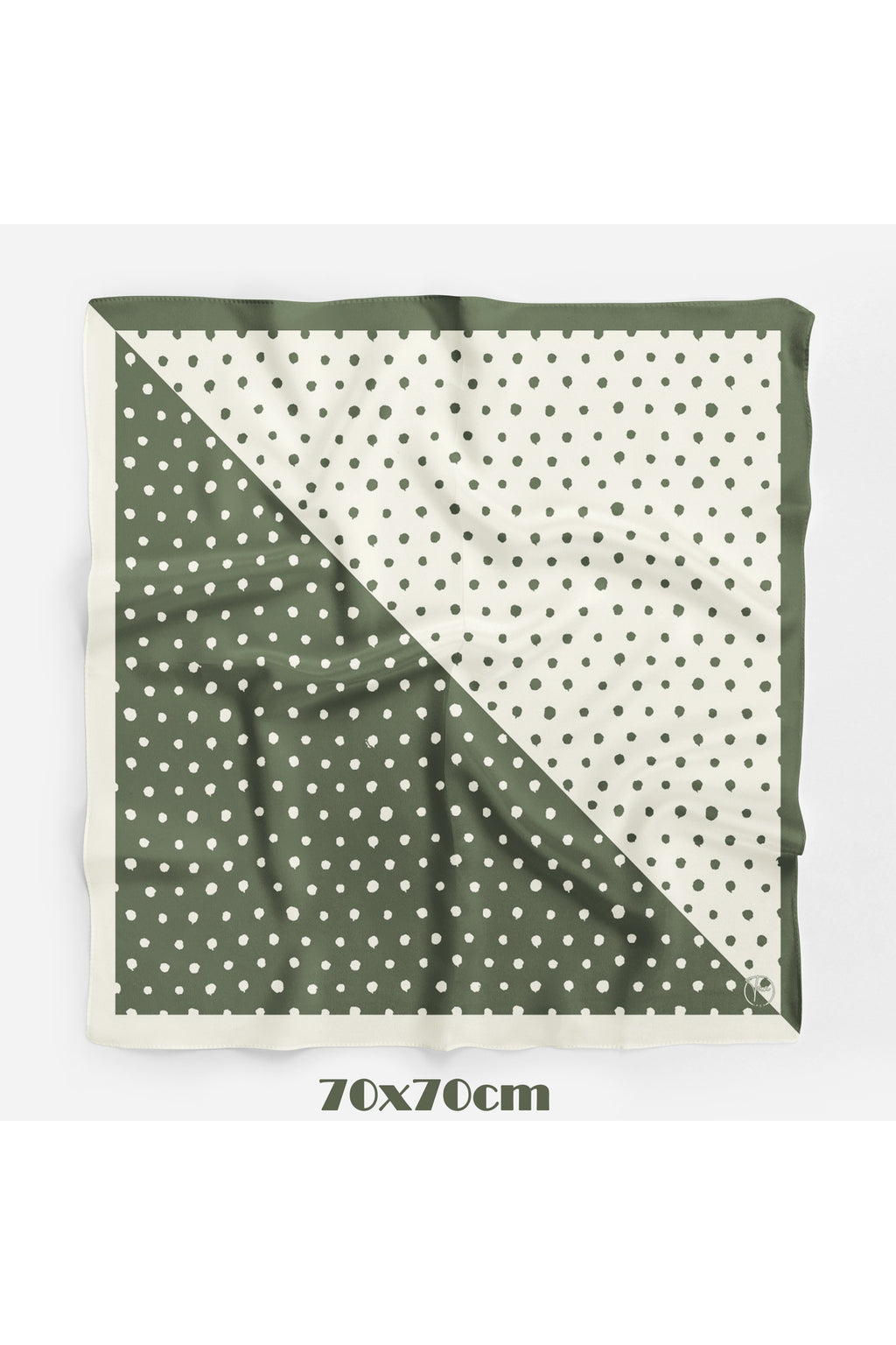 İkilem Puantiye Desen 70*70cm Bandana/Fular - Yeşil
