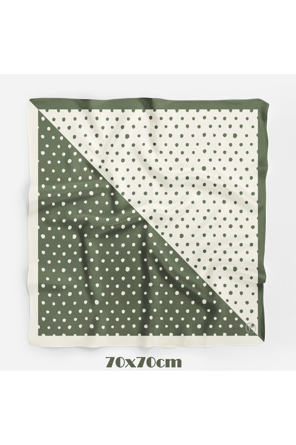 İkilem Puantiye Desen 70*70cm Bandana/Fular - Yeşil
