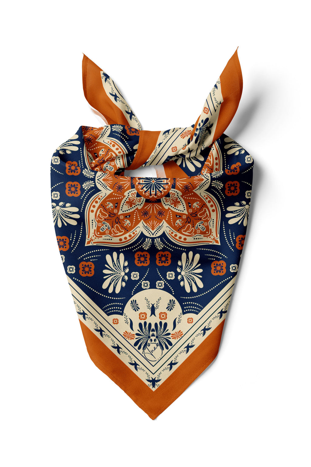 Orange Kadim Harmoni Desen 55x55cm Bandana/Fular - Çok Renkli