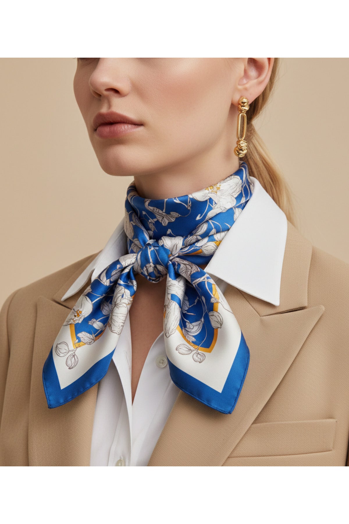 Mavi Gardenya Desen 70*70cm Bandana/Fular - Çok Renkli
