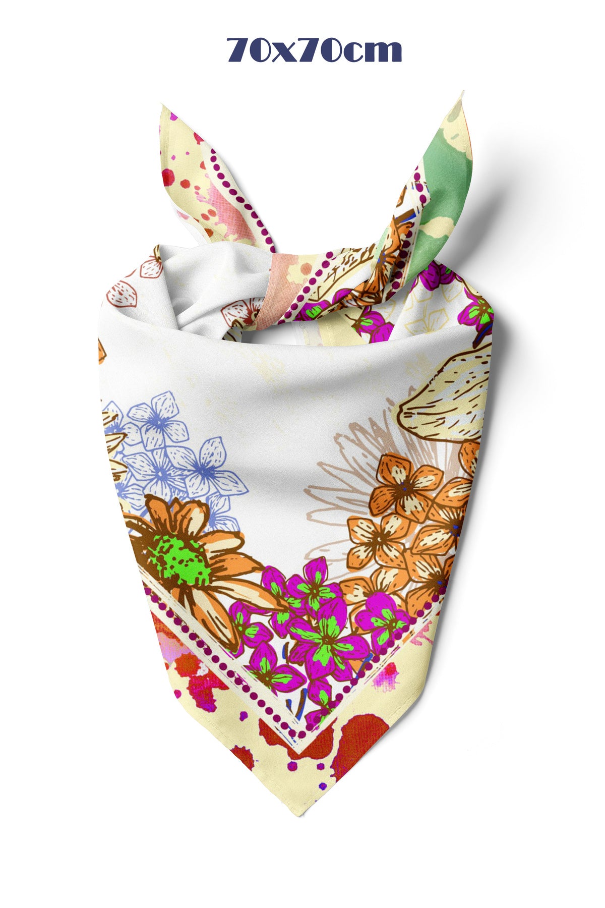 GİZLİ BAHÇE Desen 70*70cm Bandana/Fular - Çok Renkli