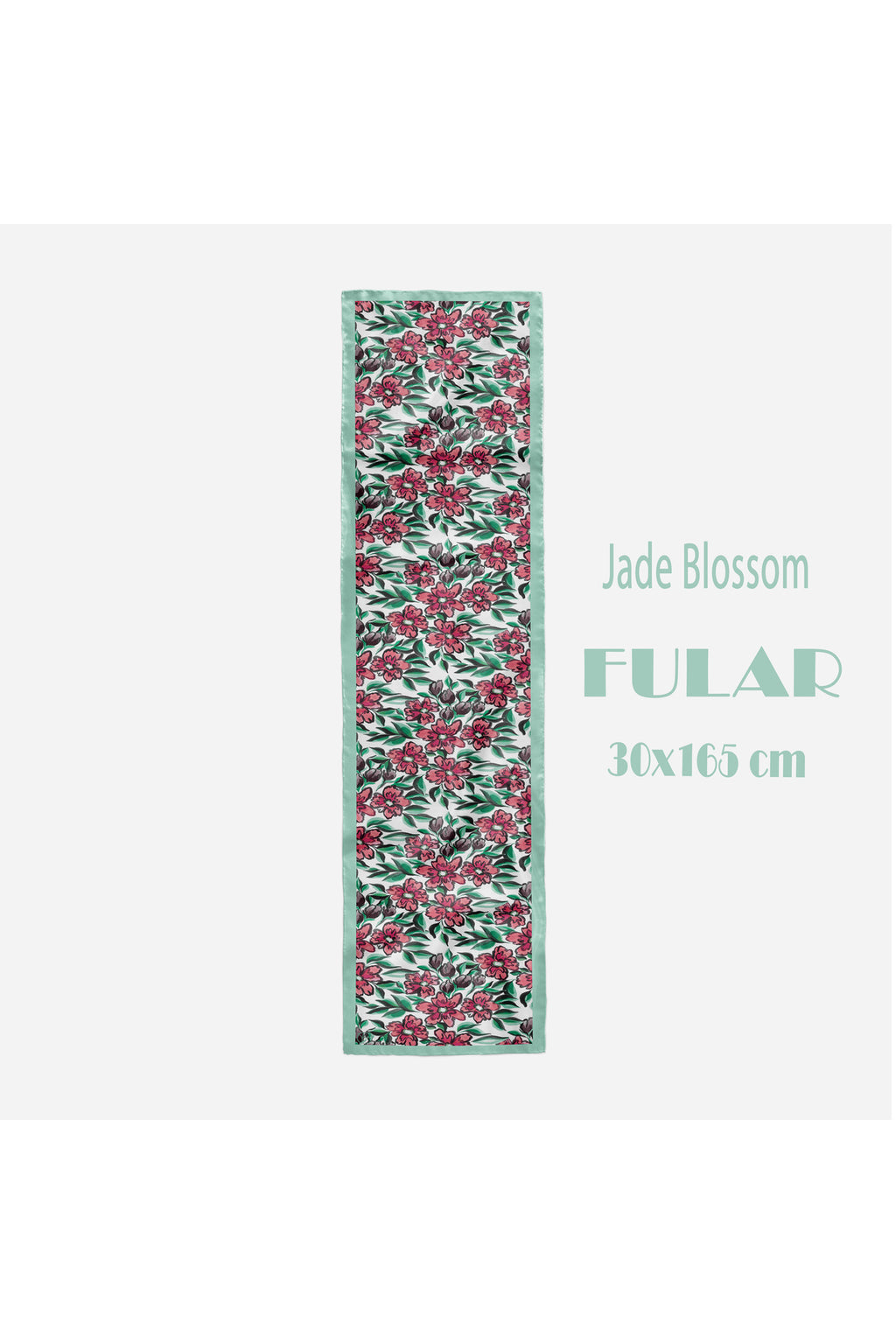 JADE BLOSSOM Desen Şık & Zarif Kadın Aksesuarı Saten Fular 30x165cm - görsel 2