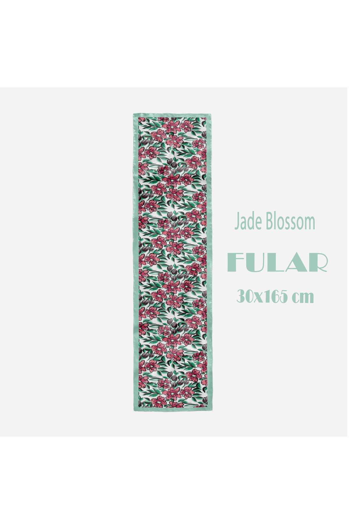 JADE BLOSSOM Desen Şık & Zarif Kadın Aksesuarı Saten Fular 30x165cm - görsel 2