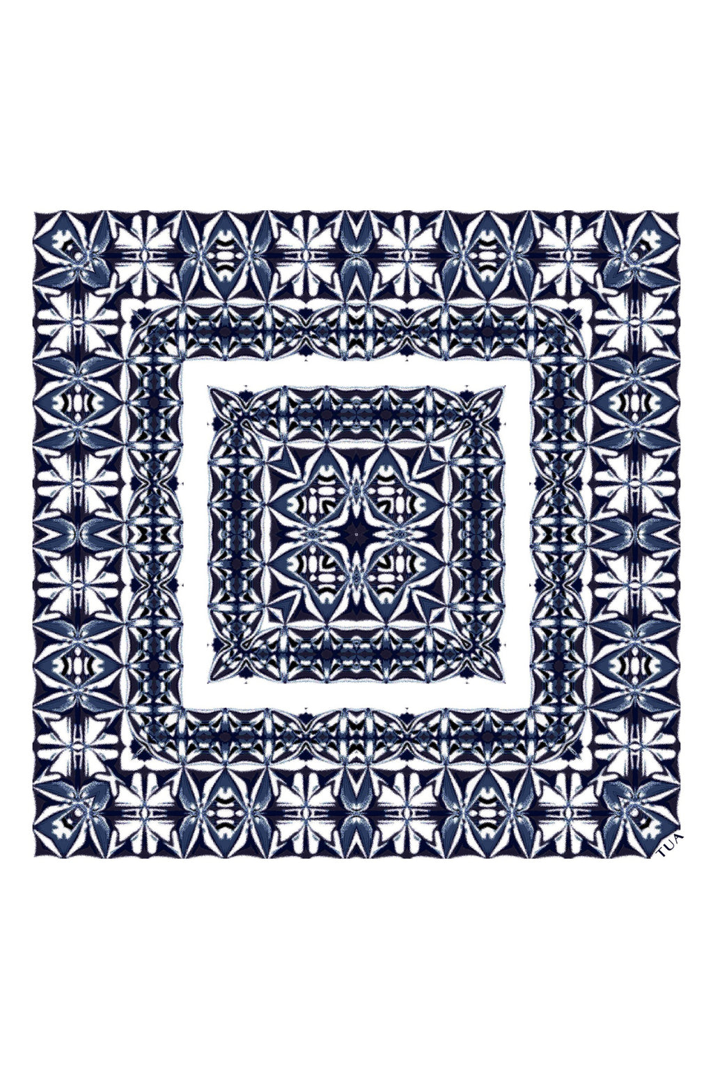 Karanlık Çini Desen 60x60 cm Viskon Modal Erkek Bandana/Fular - Çok Renkli