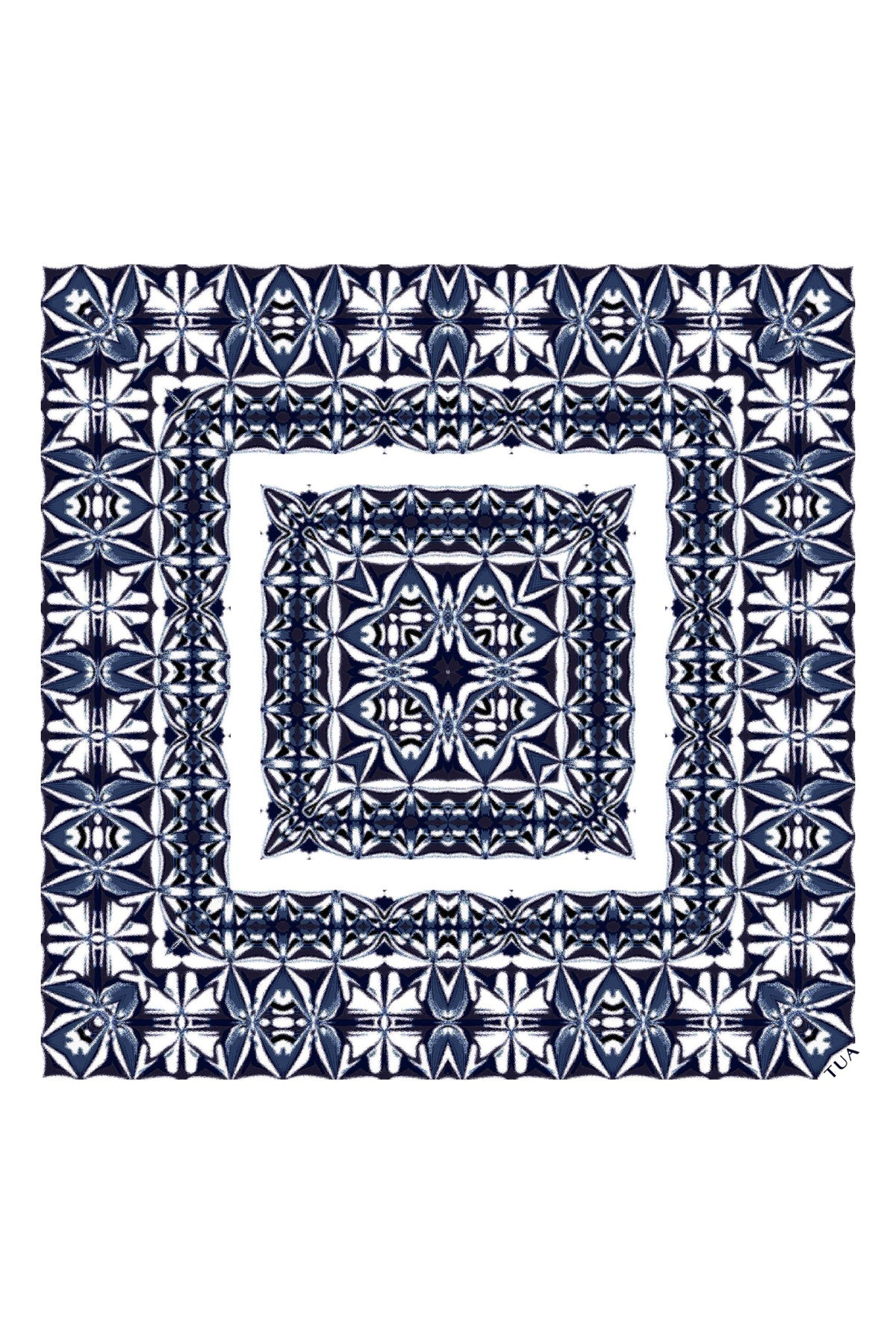 Karanlık Çini Desen 60x60 cm Viskon Modal Erkek Bandana/Fular - Çok Renkli