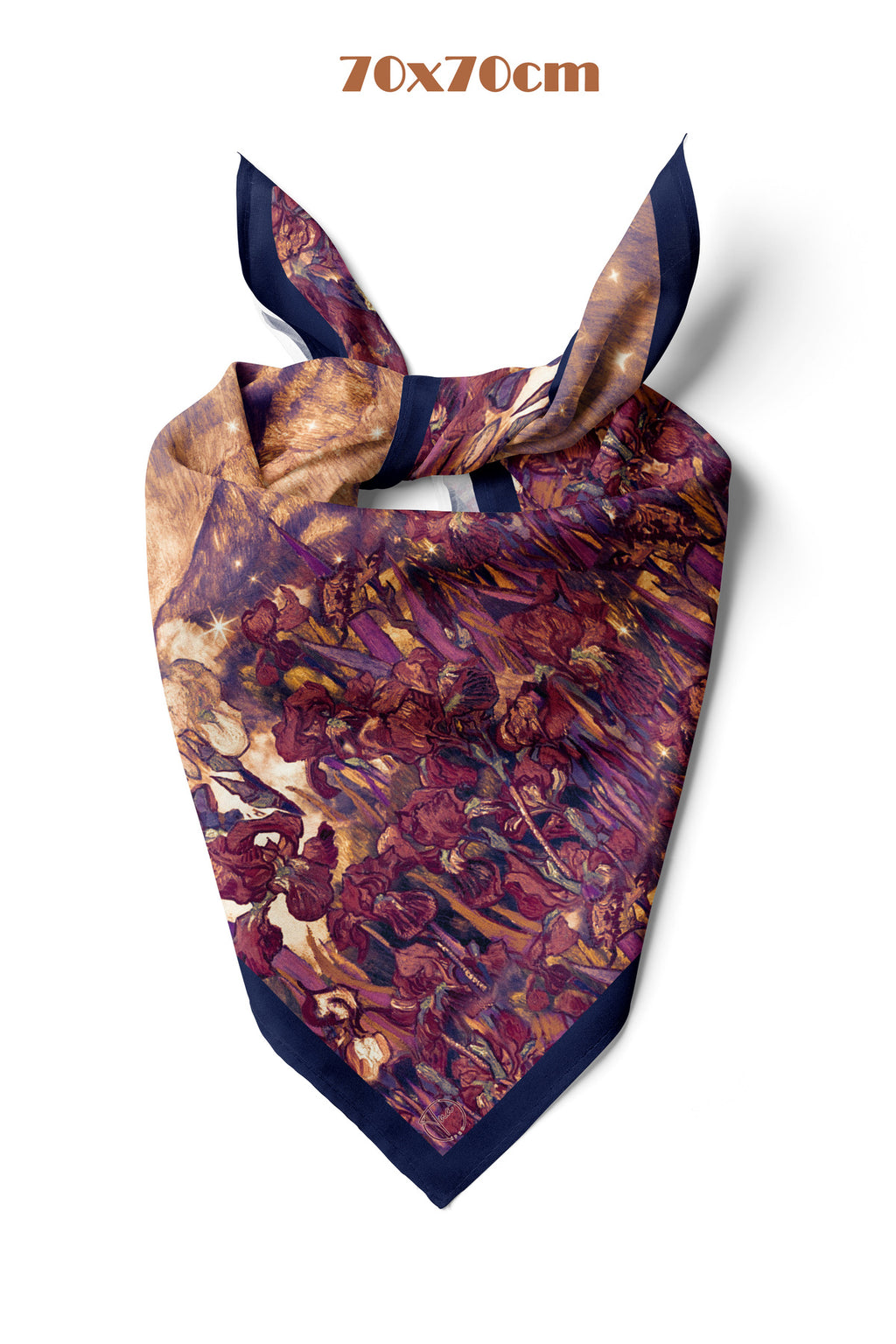 Süsen Bahçesi Lacivert Desen 70*70cm Bandana/Fular - görsel 2