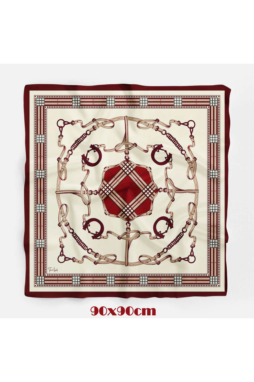 Bordoberry Desen 90X90cm Eşarp/Fular - Bordo - görsel 2