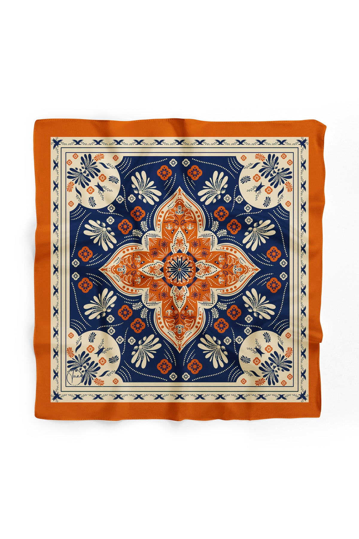 Orange Kadim Harmoni Desen 55x55cm Bandana/Fular - görsel 2