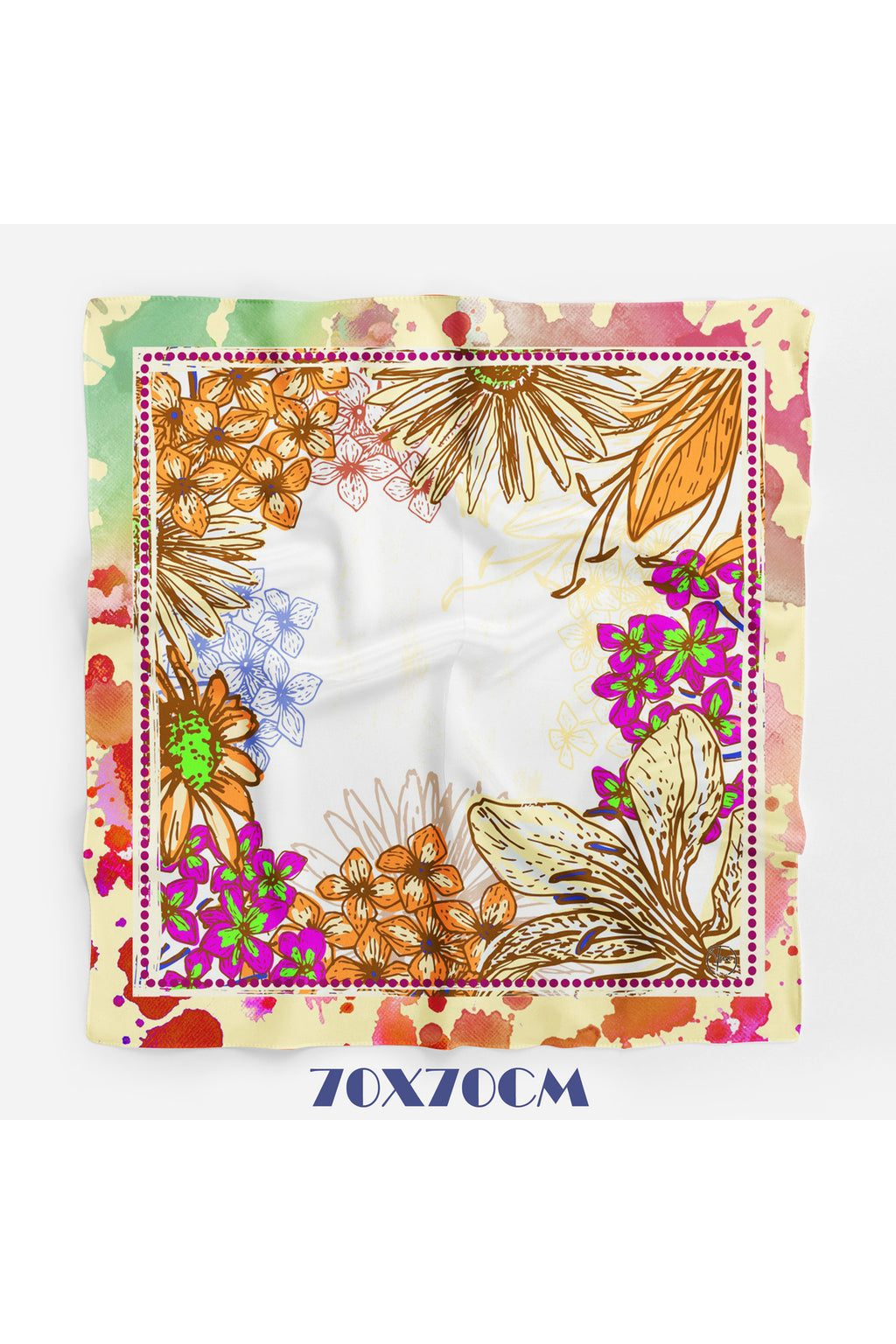 GİZLİ BAHÇE Desen 70*70cm Bandana/Fular - Çok Renkli