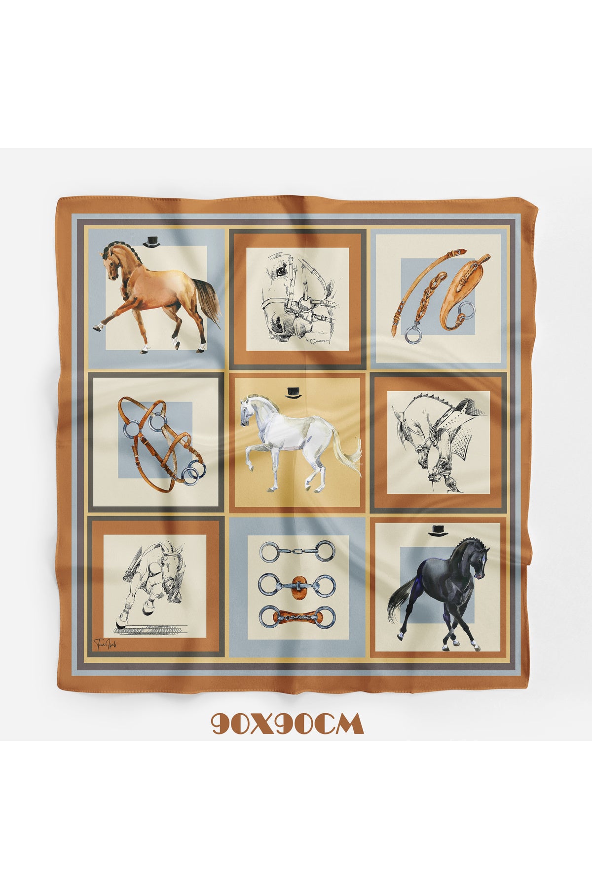 HORSE İCONS Scarf Desen 90X90cm Eşarp/Fular - görsel 2