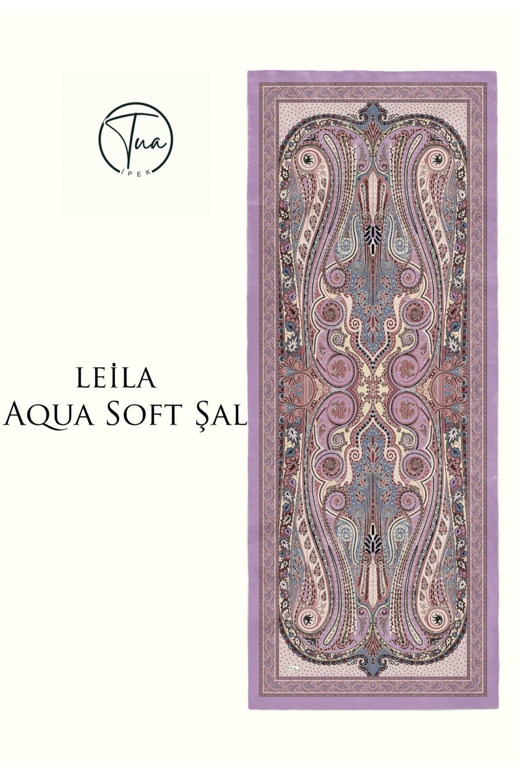 LEİLA AQUA SOFT COTON ŞAL - ETNİK Desenli - LİLA