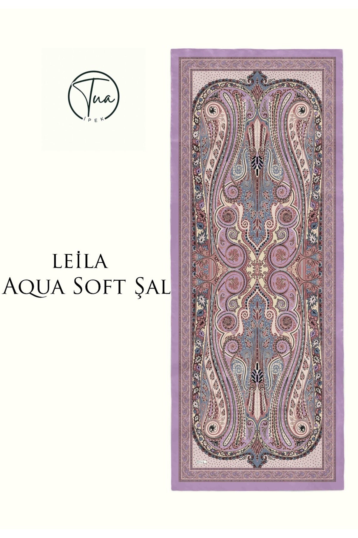 LEİLA AQUA SOFT COTON ŞAL - ETNİK Desenli - LİLA