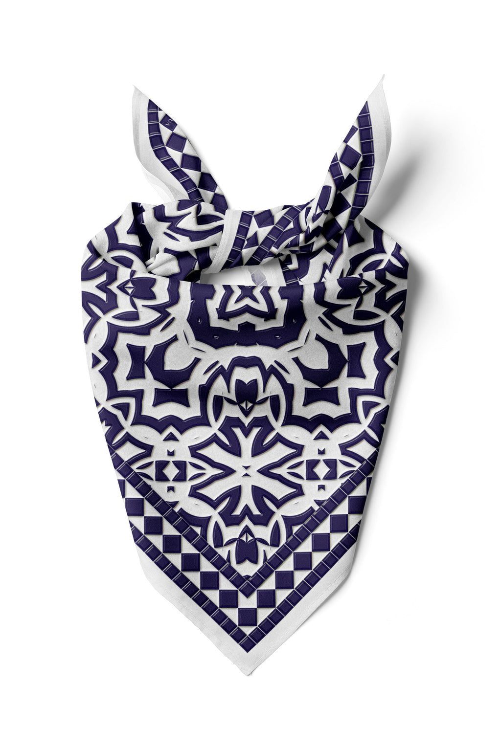 Mavi Kalkan Desen 60x60 cm Viskon Modal Erkek Bandana/Fular - görsel 2