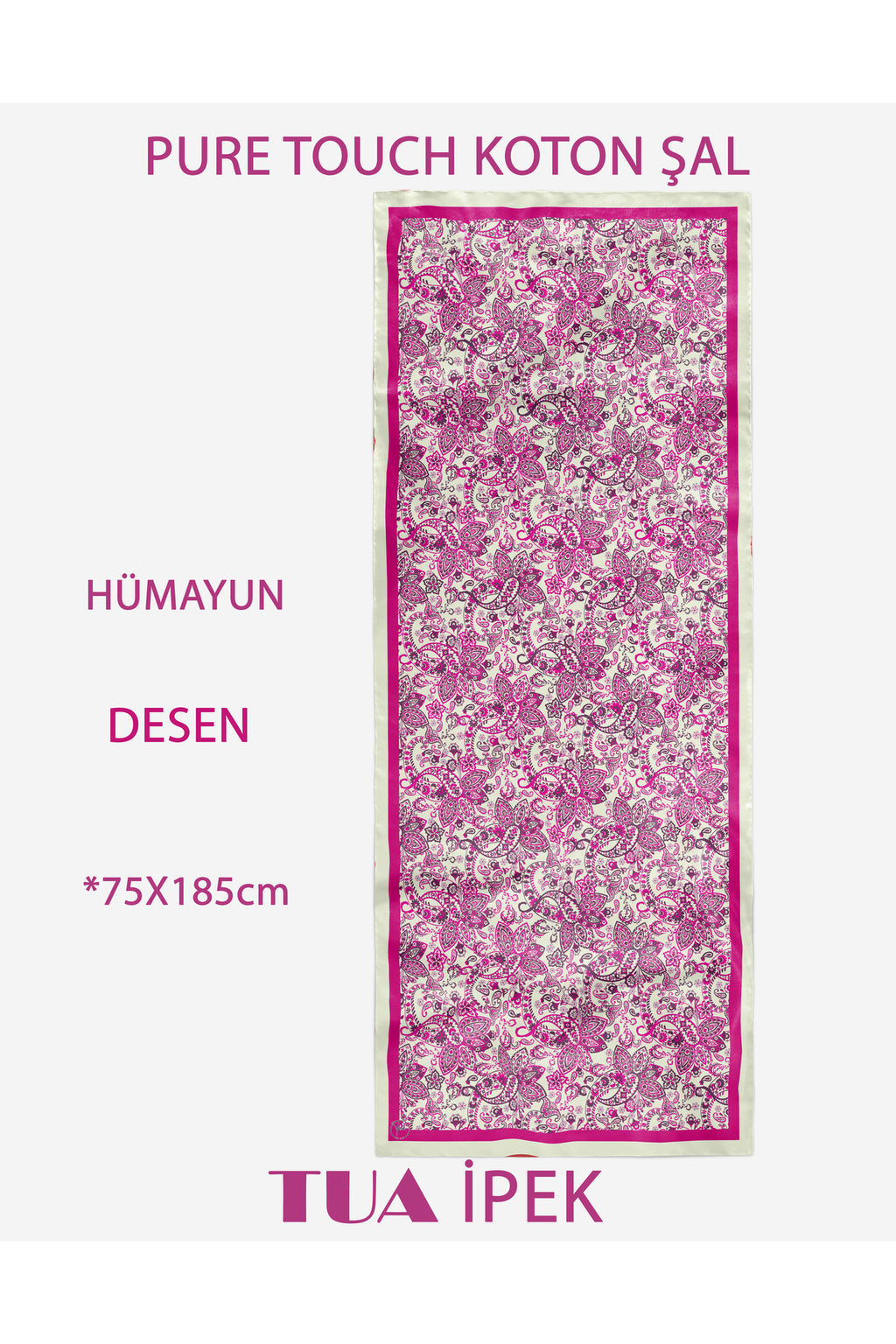HÜMAYUN Etnik Desen Pure Touch Koton Şal 75x185cm - görsel 2