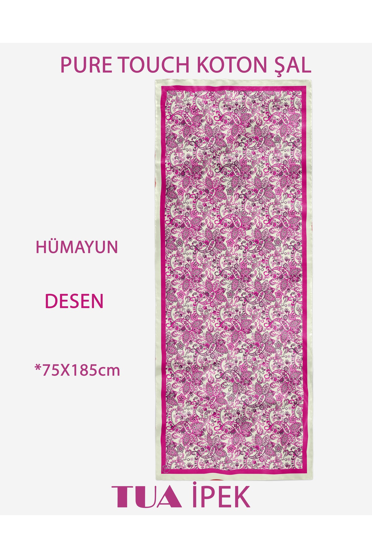 HÜMAYUN Etnik Desen Pure Touch Koton Şal 75x185cm - görsel 2