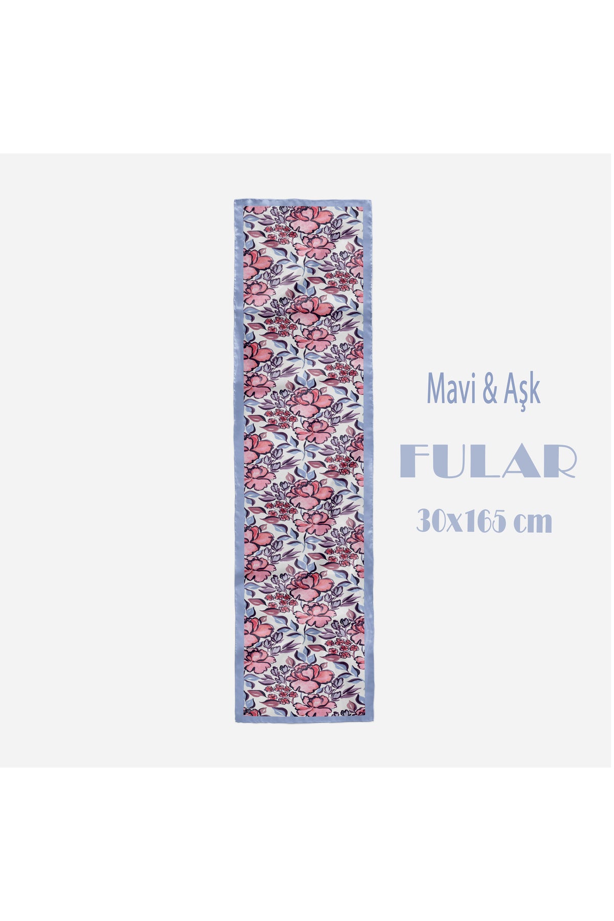 MAVİ&AŞK Desen Şık & Zarif Kadın Aksesuarı Saten Fular 30x165cm - görsel 2