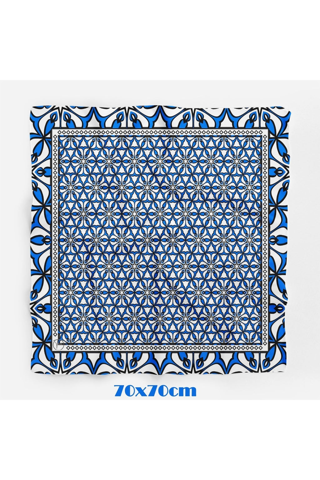 Blue Marifet İşlemesi Desen 70*70cm Bandana/Fular - Çok Renkli