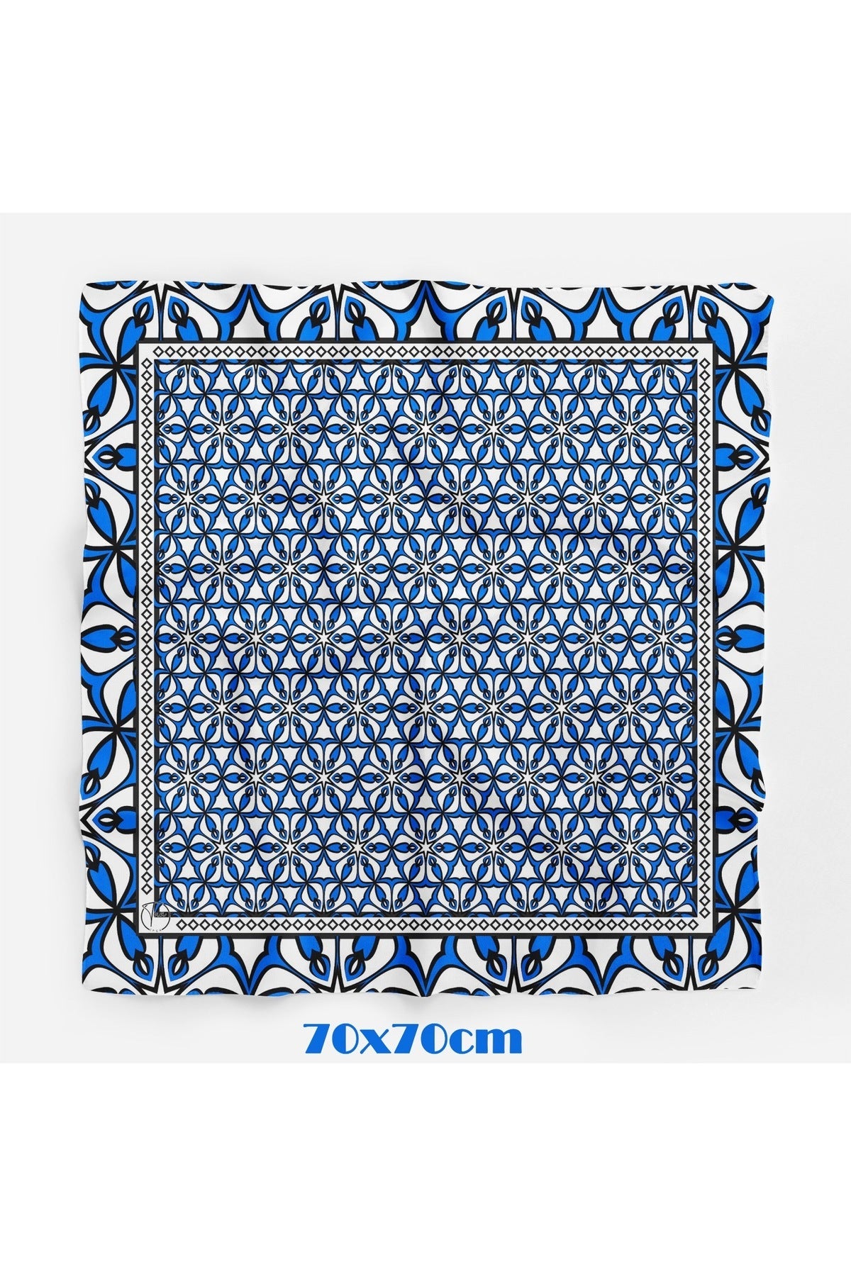 Blue Marifet İşlemesi Desen 70*70cm Bandana/Fular - Çok Renkli