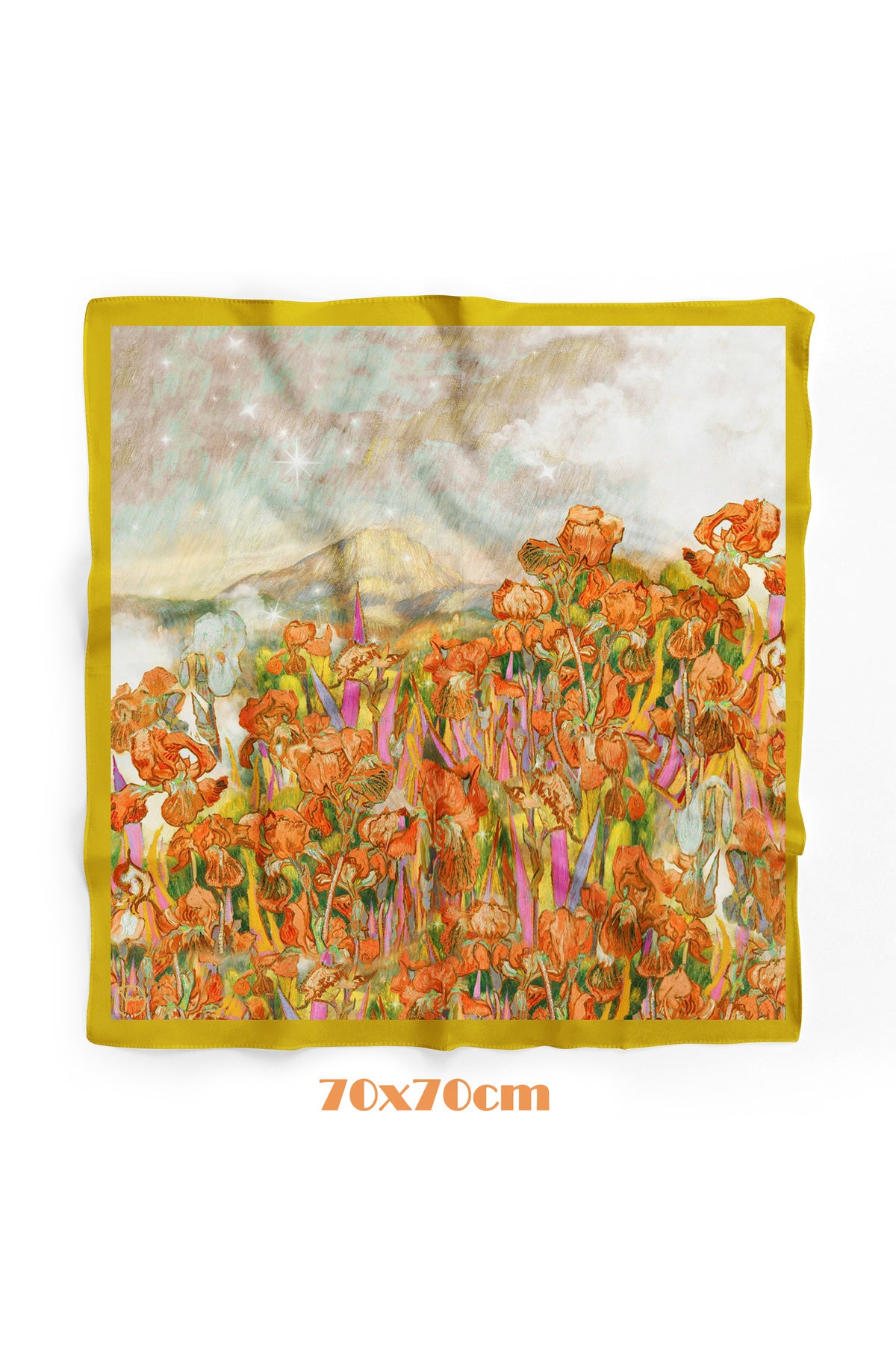 Süsen Bahçesi Koyu Hardal Desen 70*70cm Bandana/Fular - görsel 2