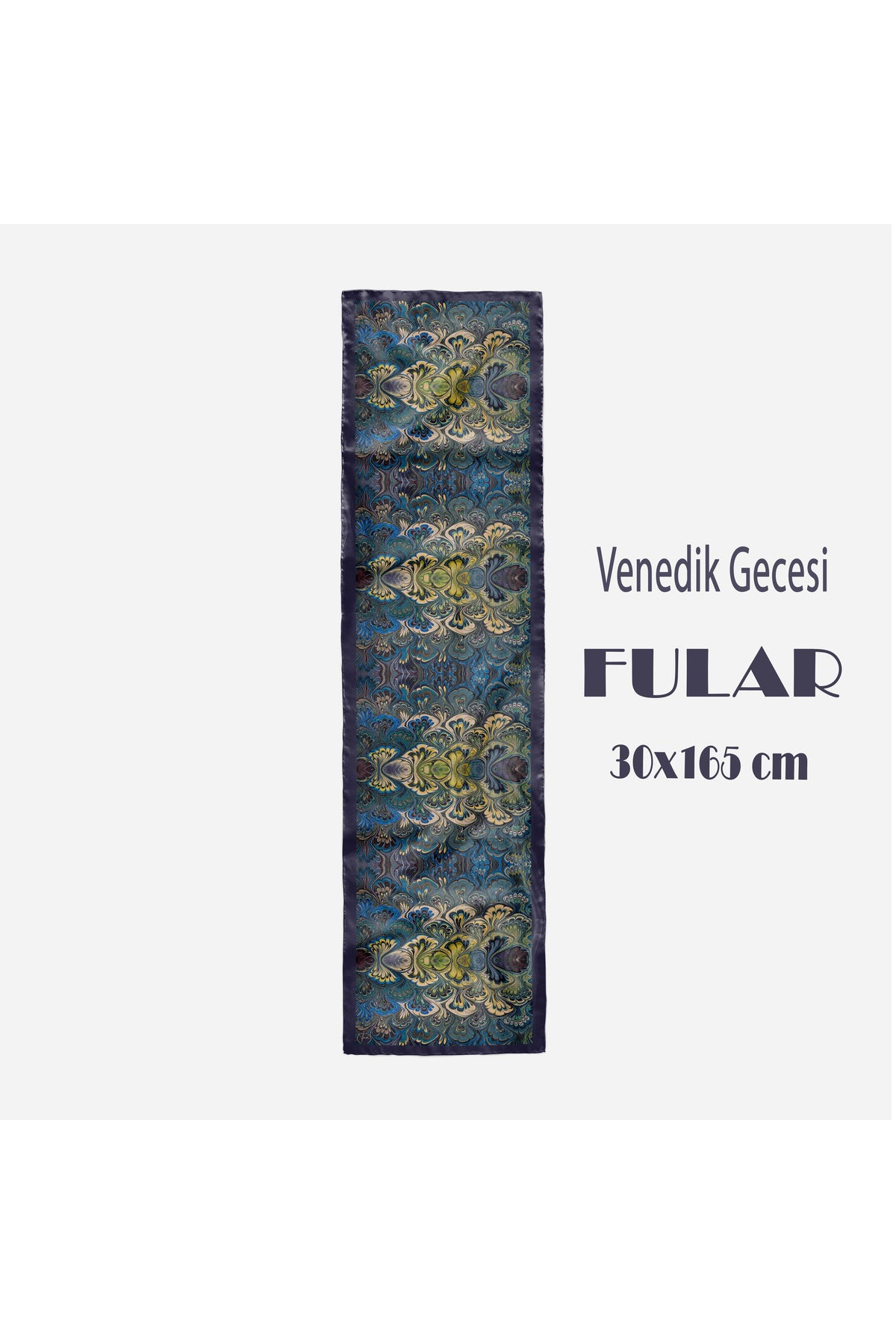 VENEDİK GECESİ Desen Şık & Zarif Kadın Aksesuarı Saten Fular 30x165cm - görsel 2