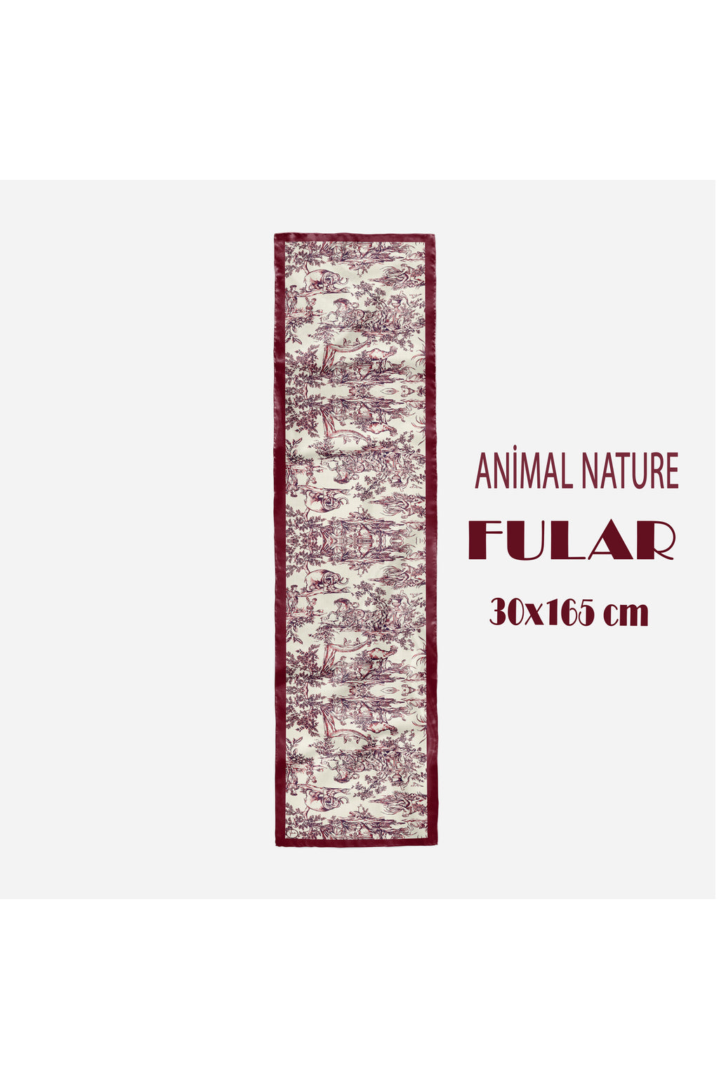 ANİMAL NATURE Desen Şık & Zarif Kadın Aksesuarı Saten Fular 30x165cm - görsel 4