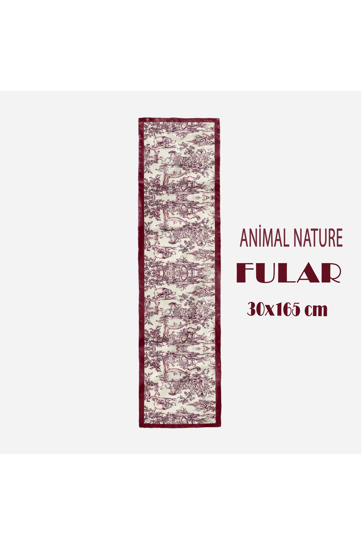 ANİMAL NATURE Desen Şık & Zarif Kadın Aksesuarı Saten Fular 30x165cm - görsel 4
