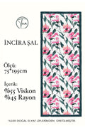 Organic Viscose İpeği İNCİRA ŞAL - FLoral Desenli - Açık Petrol