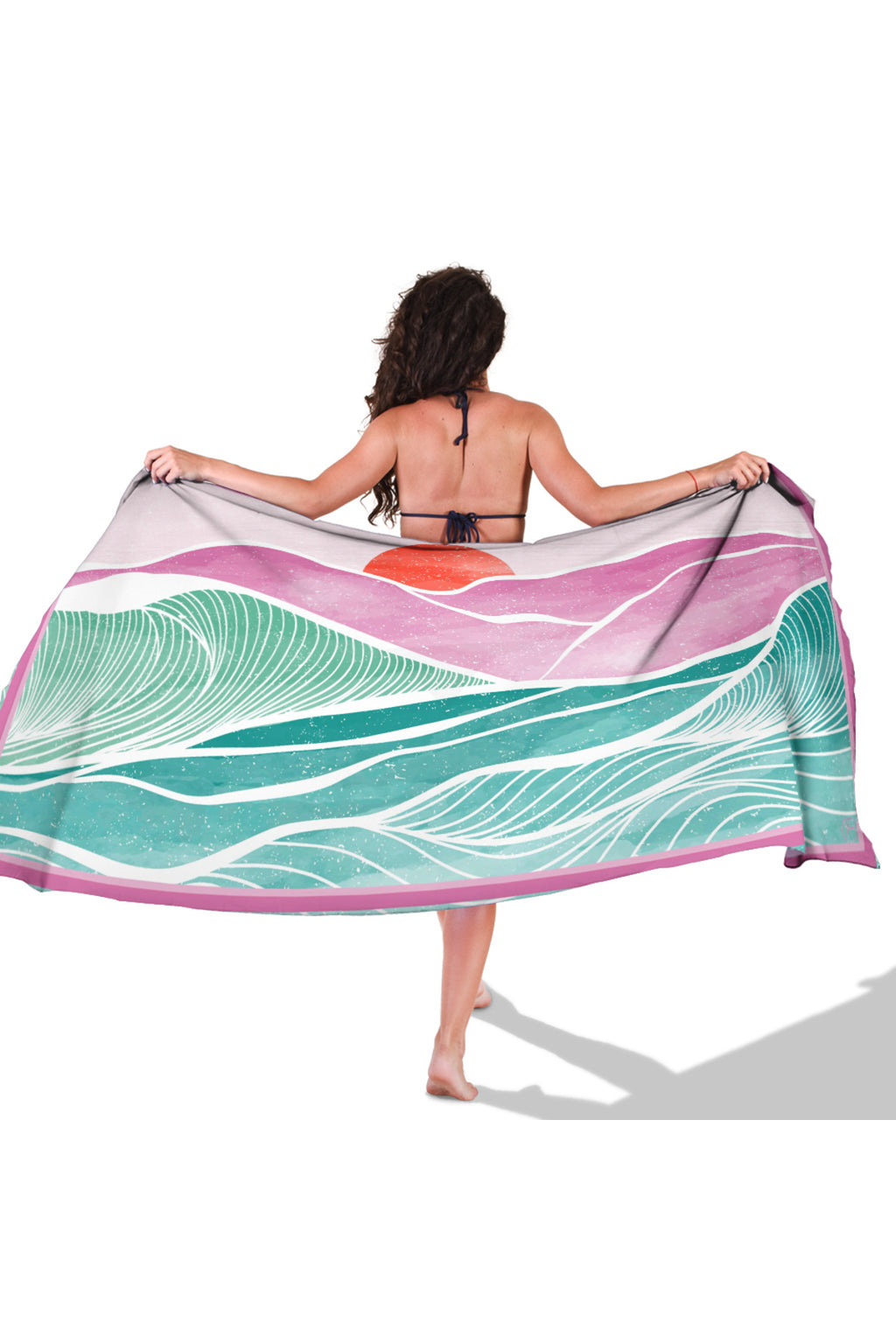 SUNWAVE PEMBE Desen İç göstermeyen Saten PAREO - görsel 5