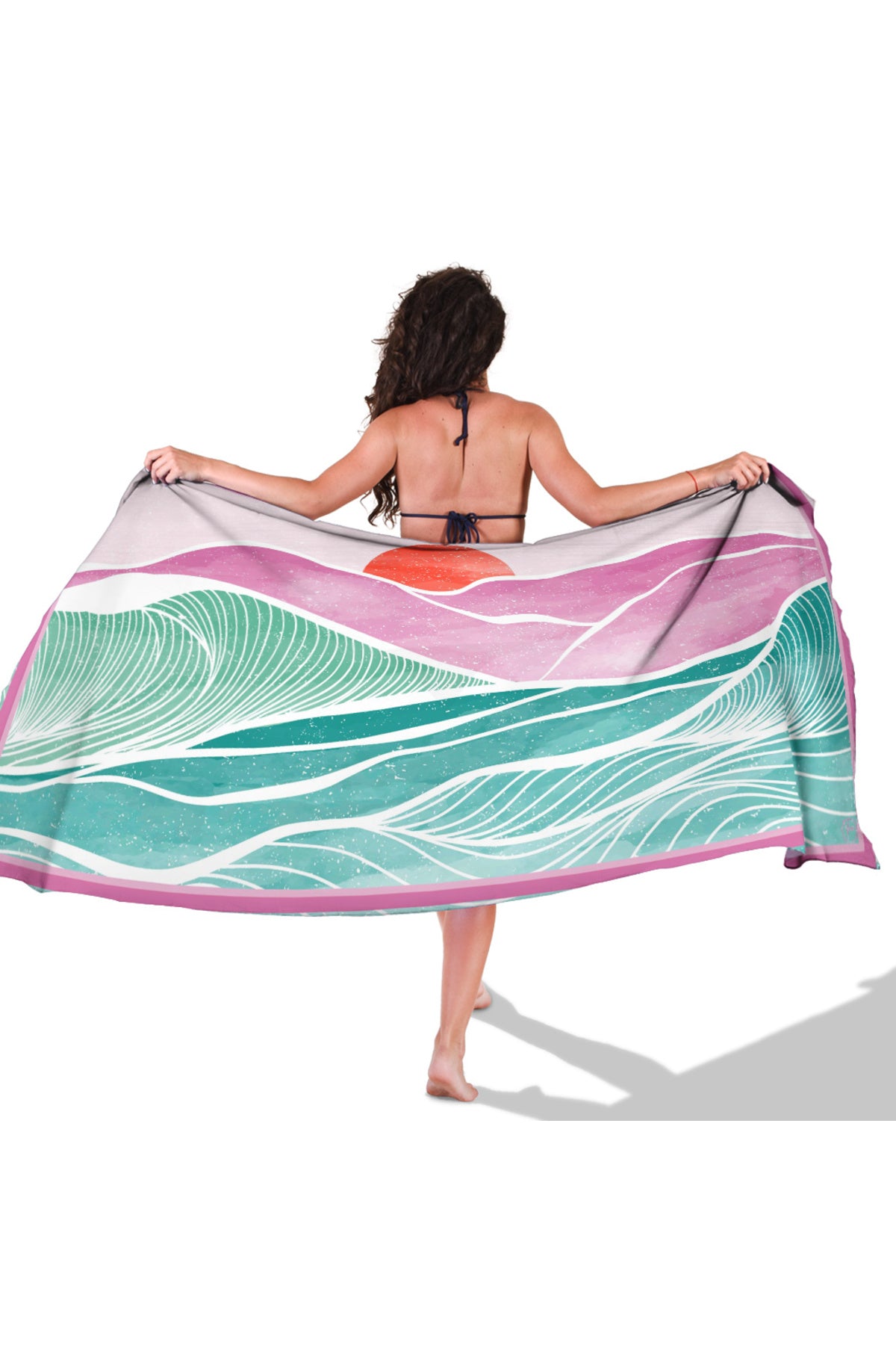 SUNWAVE PEMBE Desen İç göstermeyen Saten PAREO - görsel 5