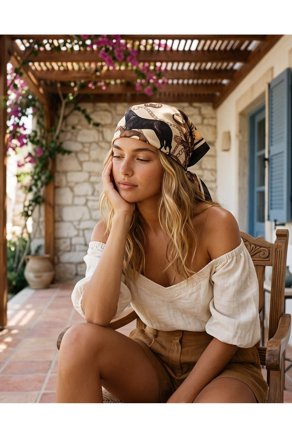 YAĞIZ ASALET Desen 70*70cm Bandana/Fular - Çok Renkli