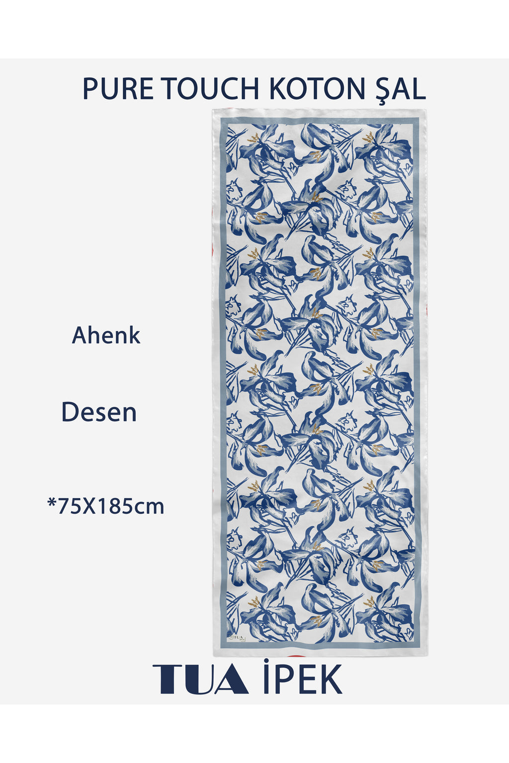 Vivid Floral Desen Pure Touch Koton Şal 75x185cm - görsel 2