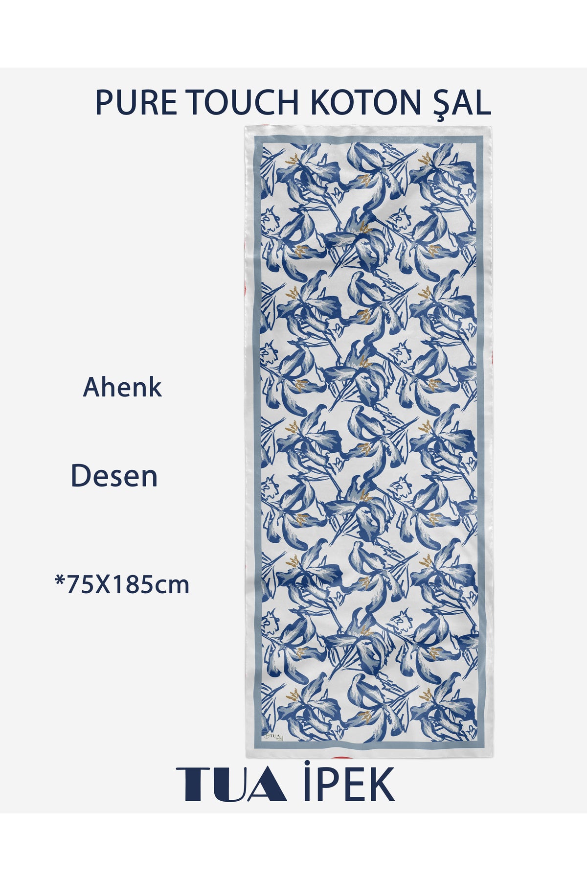 Vivid Floral Desen Pure Touch Koton Şal 75x185cm - görsel 2