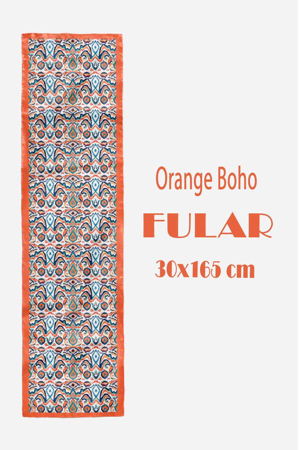 ORANGE BOHO Desen Şık & Zarif Kadın Aksesuarı Saten Fular 30x165cm - görsel 2