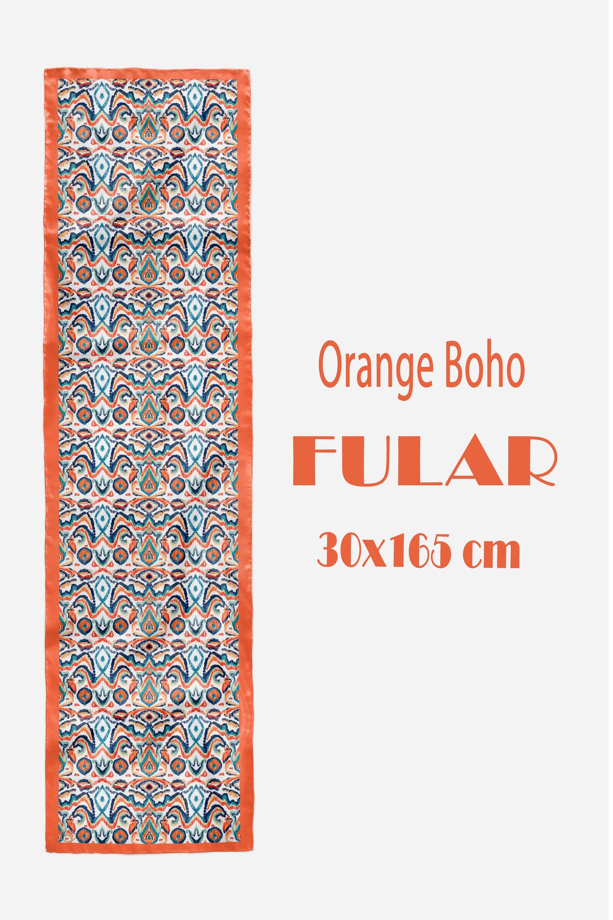 ORANGE BOHO Desen Şık & Zarif Kadın Aksesuarı Saten Fular 30x165cm - görsel 2