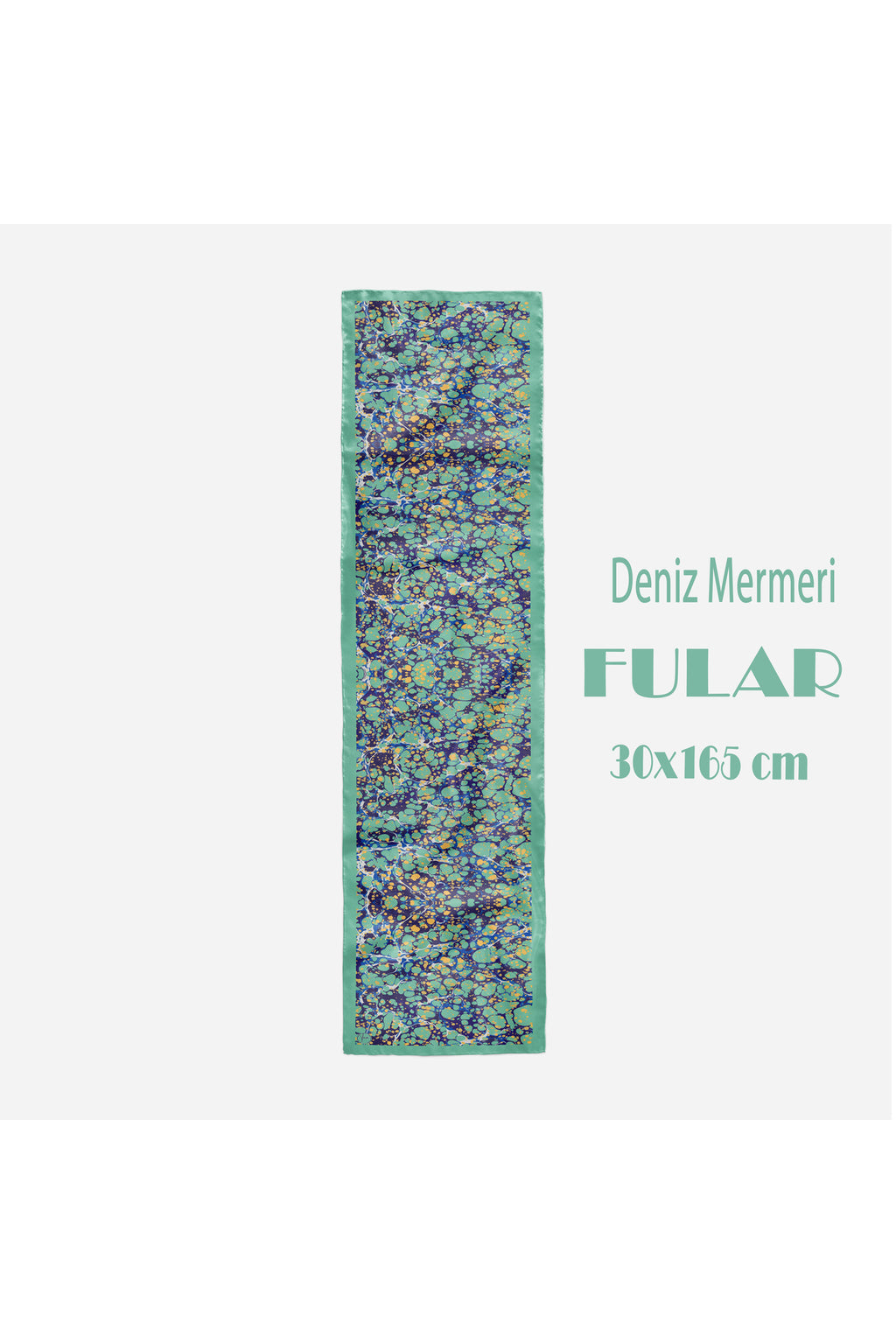 DENİZ MERMERİ Desen Şık & Zarif Kadın Aksesuarı Saten Fular 30x165cm - görsel 3