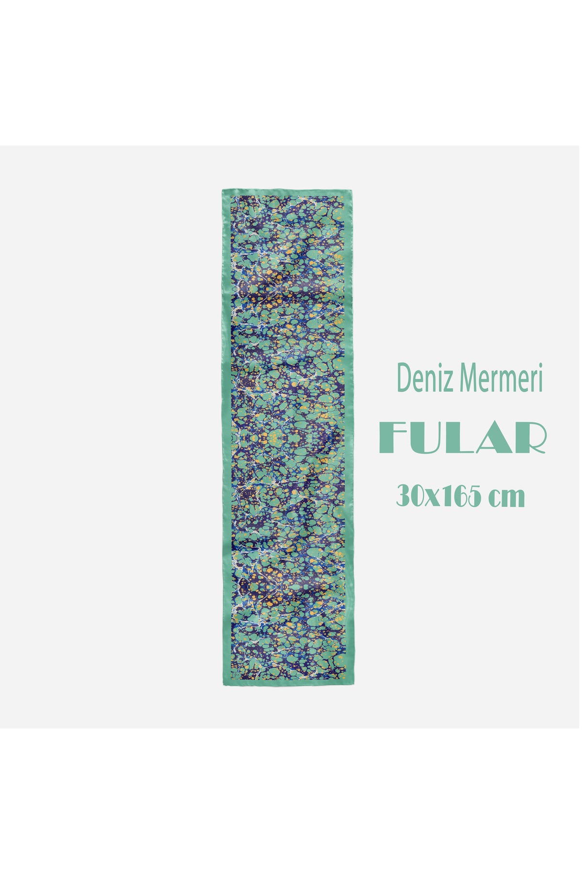 DENİZ MERMERİ Desen Şık & Zarif Kadın Aksesuarı Saten Fular 30x165cm - görsel 3
