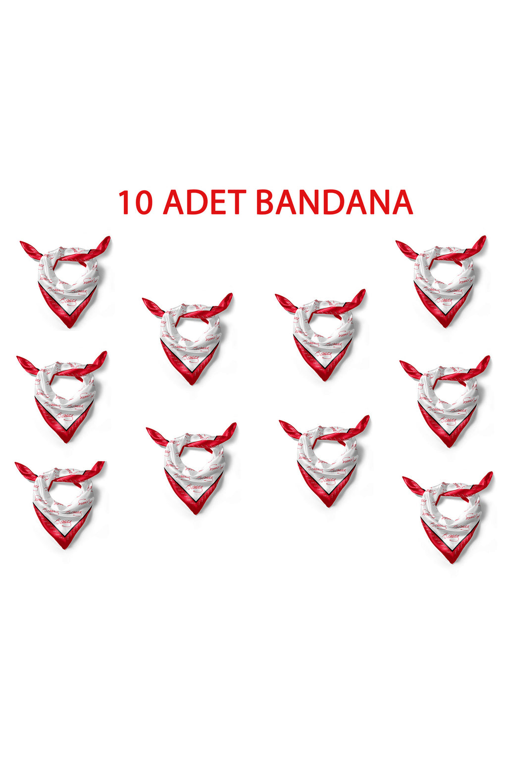 10'Lu Paket K.Atatürk İmza Desen Bandana/Fular - Beyaz
