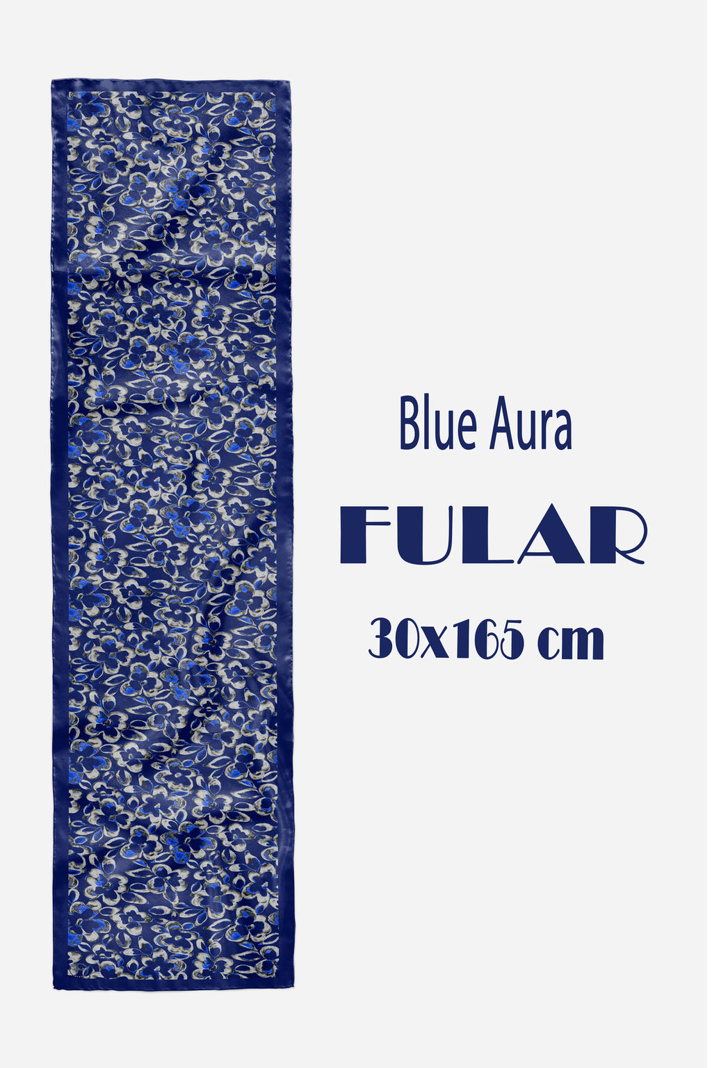 BLUE AURA Desen Şık & Zarif Kadın Aksesuarı Saten Fular 30x165cm - görsel 2