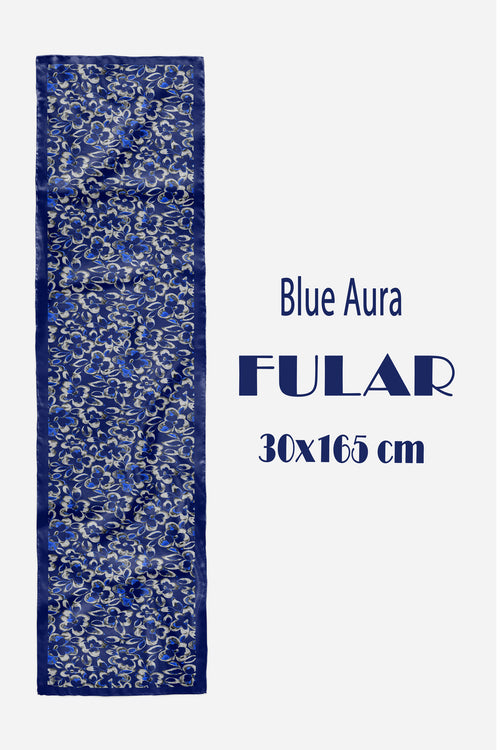 BLUE AURA Desen Şık & Zarif Kadın Aksesuarı Saten Fular 30x165cm - görsel 2