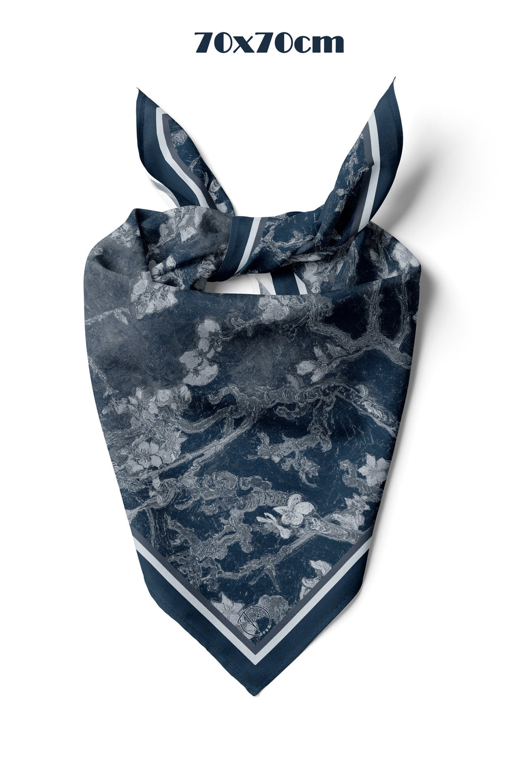 NAVY BLOSSOM Desen 70*70cm Bandana/Fular - görsel 2