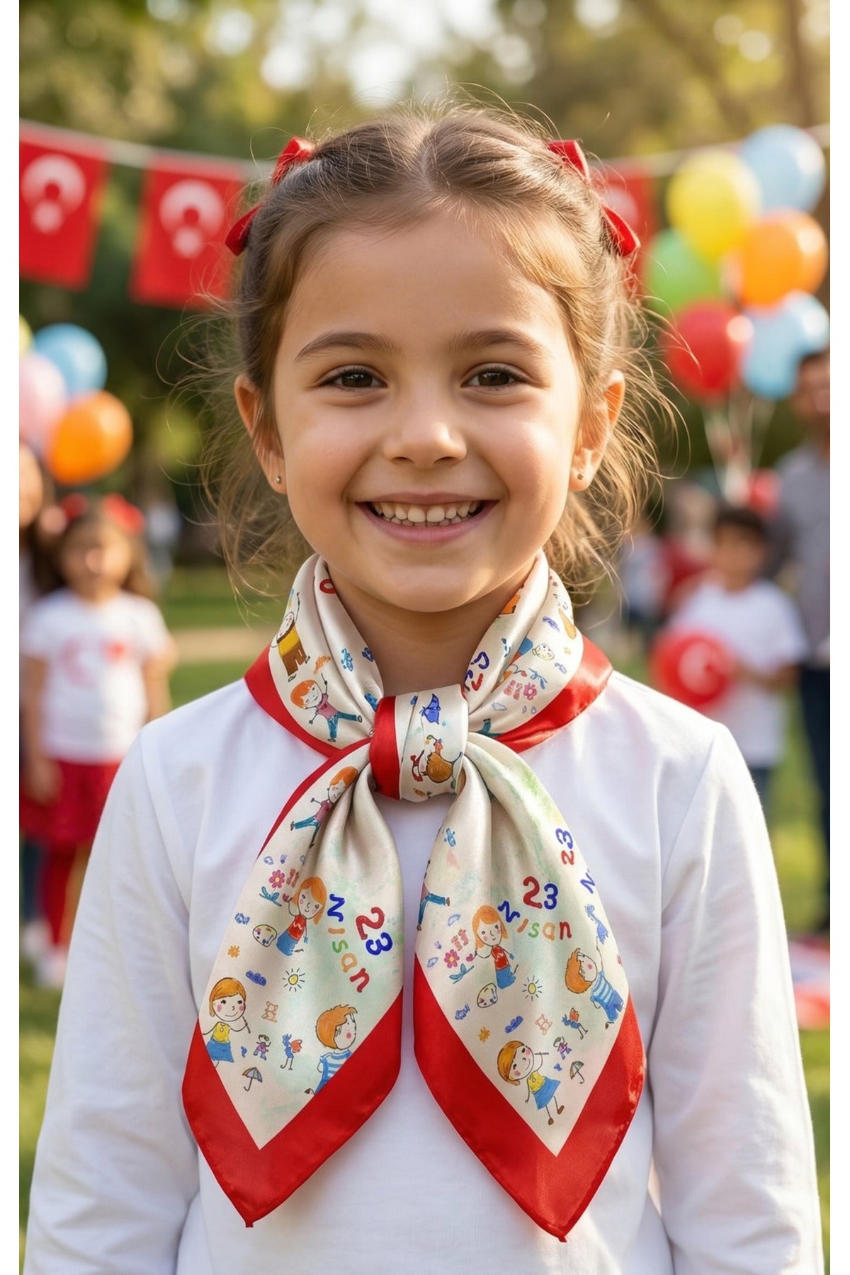 10’lu Paket 23 NİSAN ÇOCUK BAYRAMI TEMALI ÇOCUK FULAR 30x85 cm - görsel 4