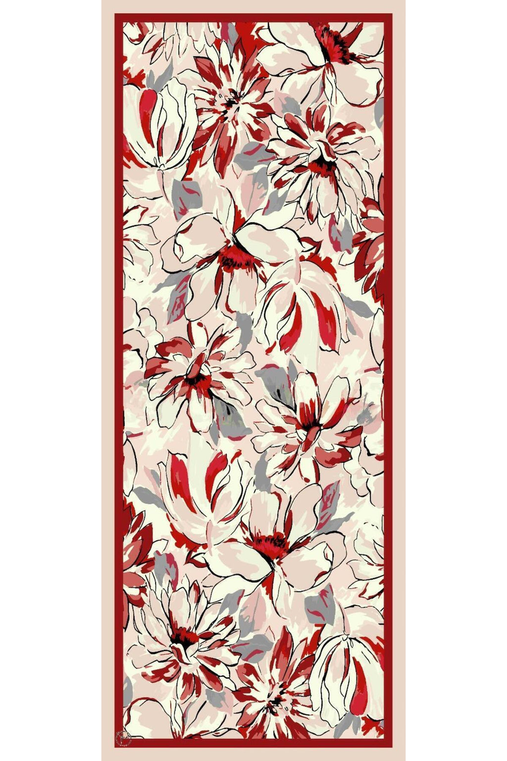 Flower Desen Fransız İpeği Şal 70x180cm - görsel 3