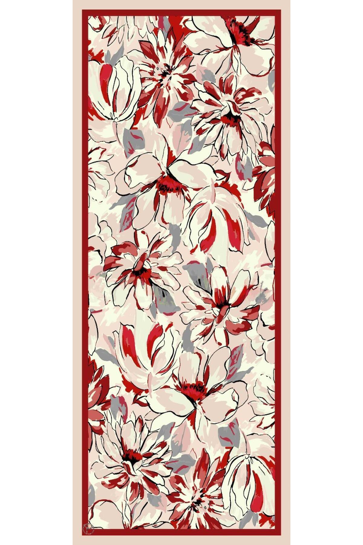 Flower Desen Fransız İpeği Şal 70x180cm - görsel 3