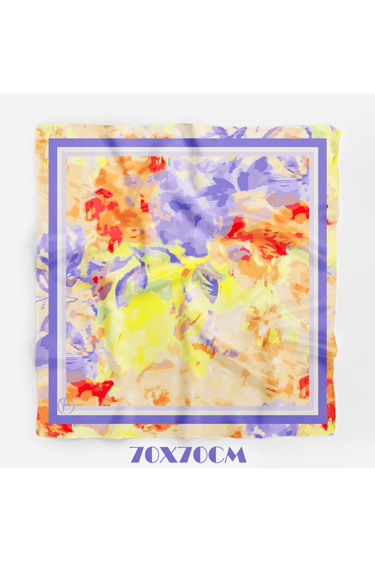AQUARELLE Desen 70*70cm Bandana/Fular - Çok Renkli