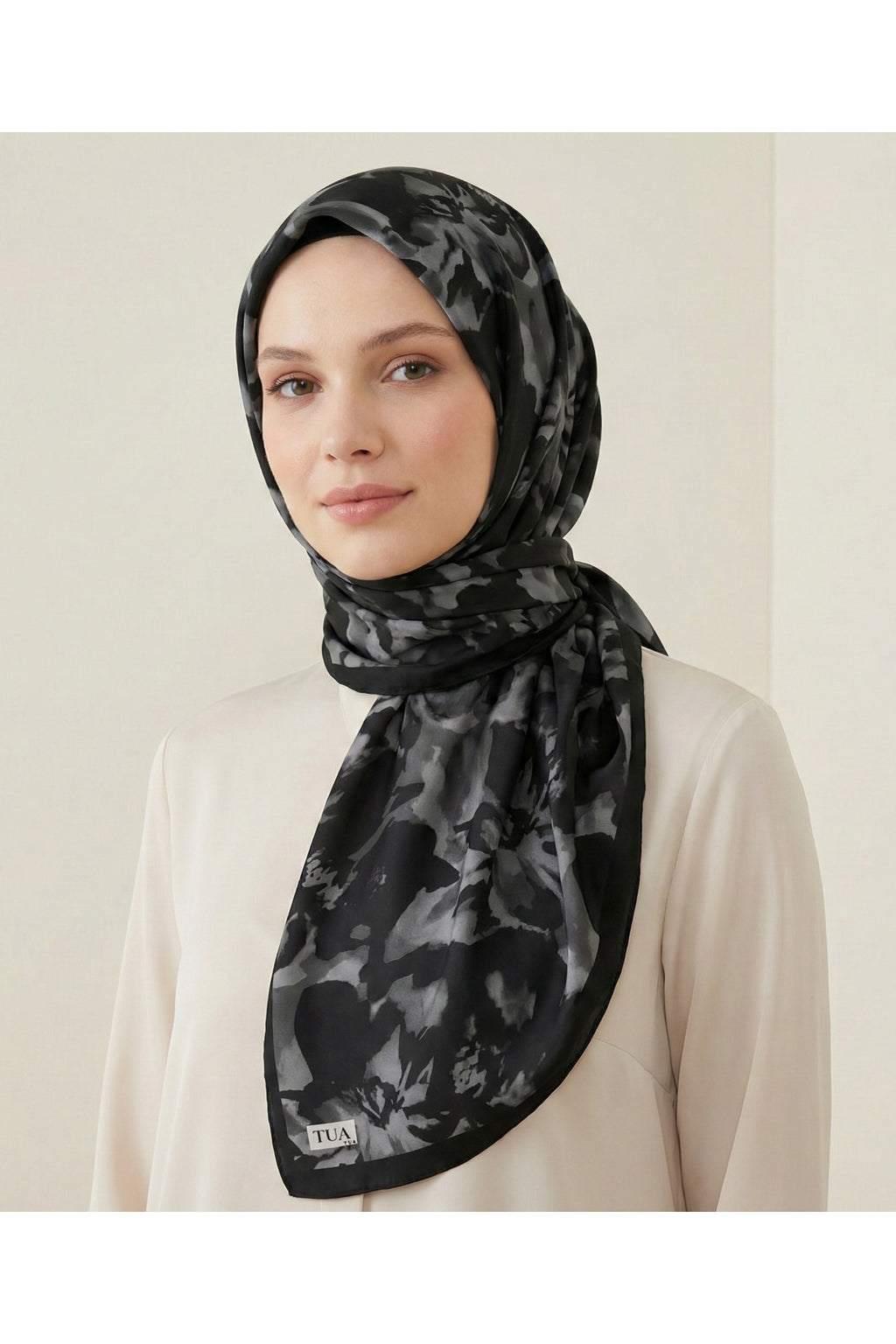 Ahenk Desen 90X90cm Organic Twill Eşarp/Fular - Siyah - Gri