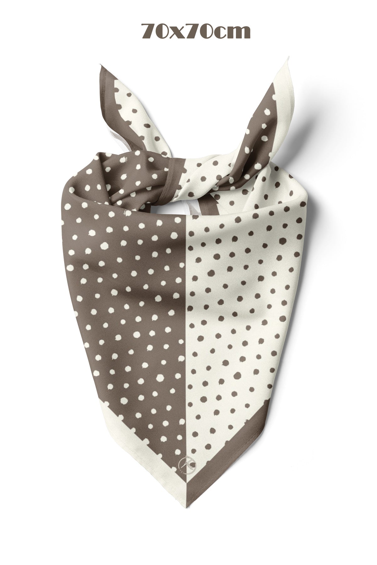 İkilem Puantiye Desen 70*70cm Bandana/Fular - Bej