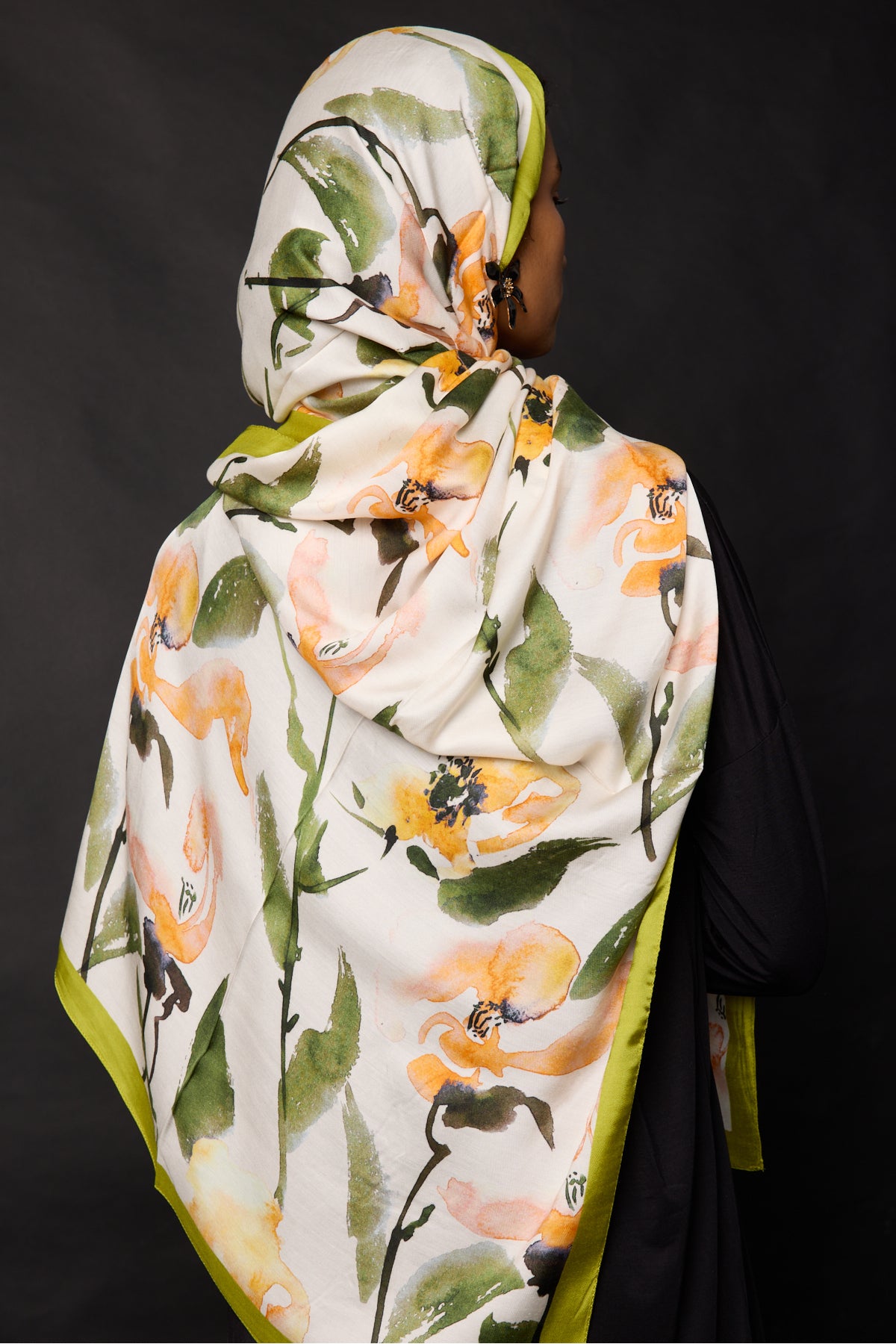Organic Viscose İpeği İNCİRA ŞAL - FLoral Desenli - görsel 3
