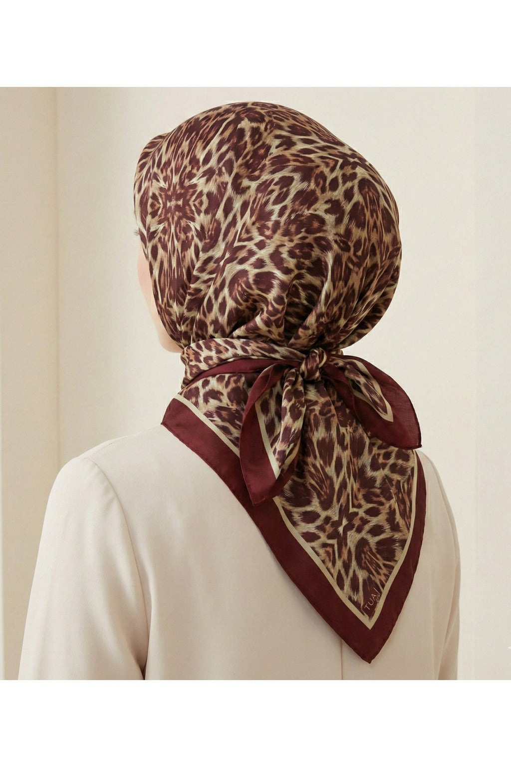 Leo Desen 90X90cm Organic Twill Eşarp/Fular - Bordo